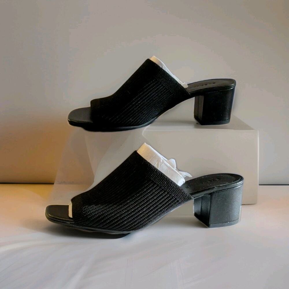 Everlane ReKnit Glove Mule Sandal in Black sz 8 Women's Slip-on 2" Block Heel